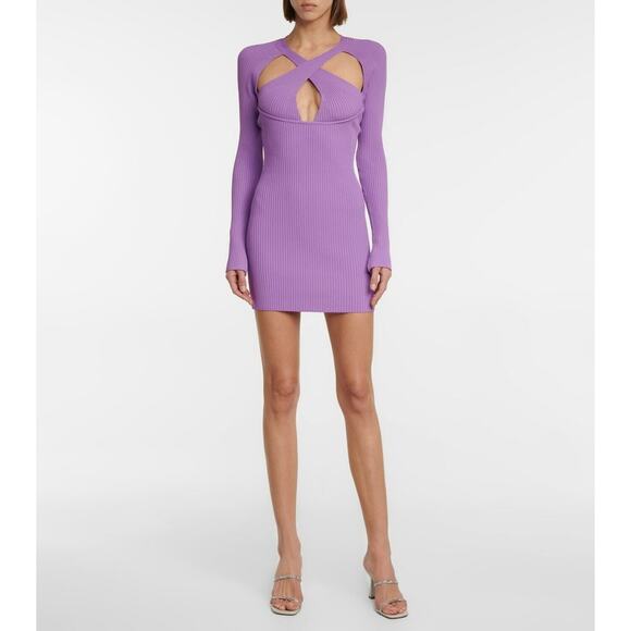 New With Tags ❤️David Koma Purple Cutout Accent V-Neck Mini Dress❤️ - Picture 2 of 3